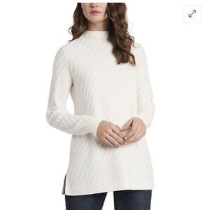 Vince Camuto CableSide Slit Tunic Antique White Women's Sweater pullover size L